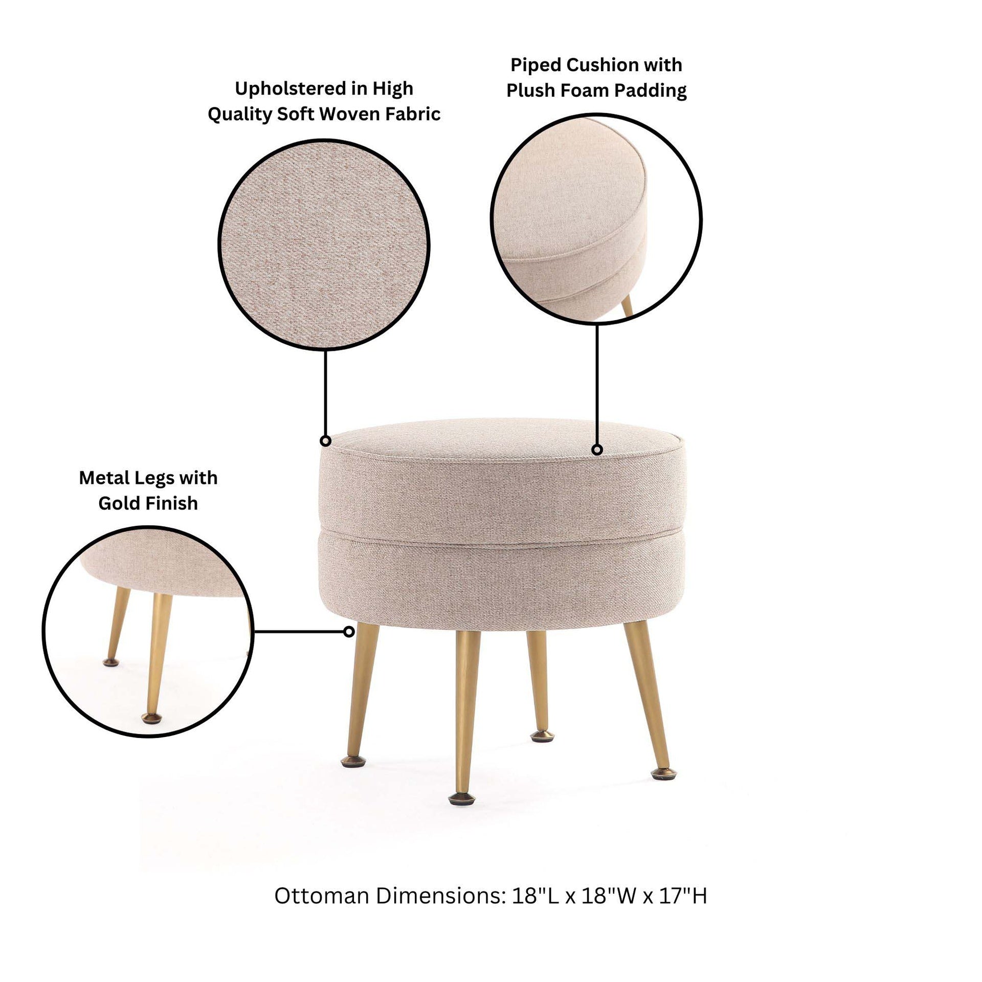 Accent Ottoman in Wheat