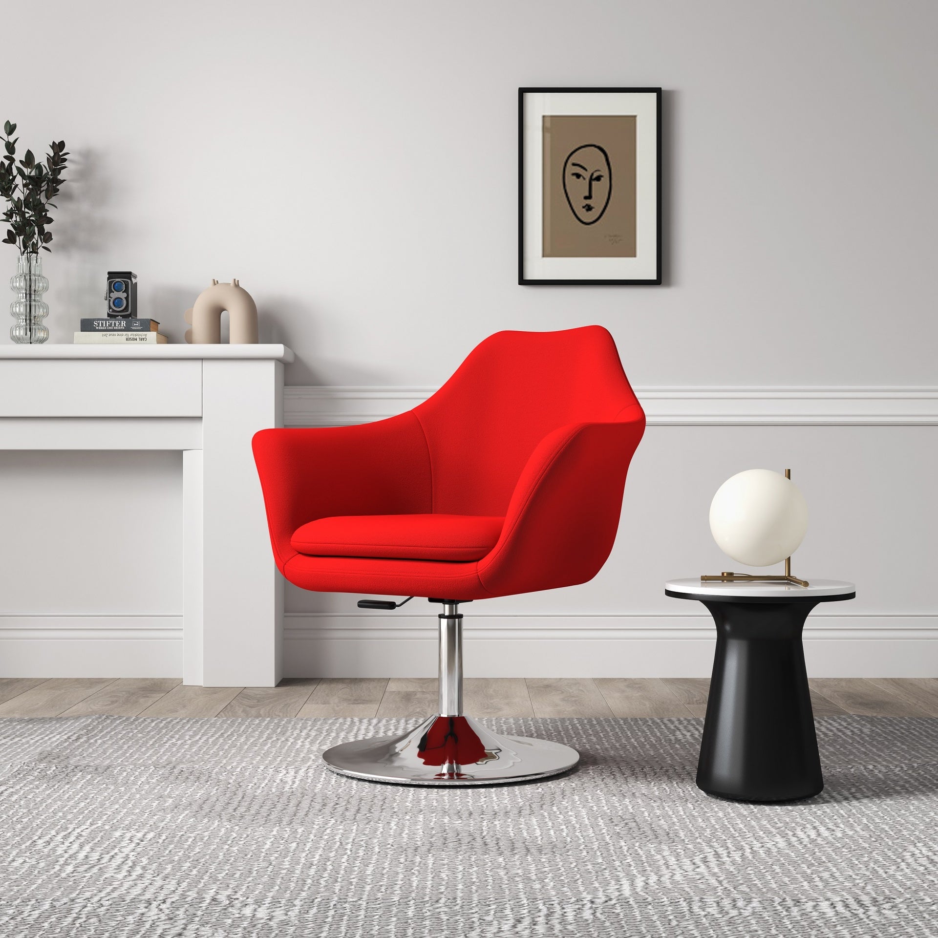Swivel Lounge Chair in Red