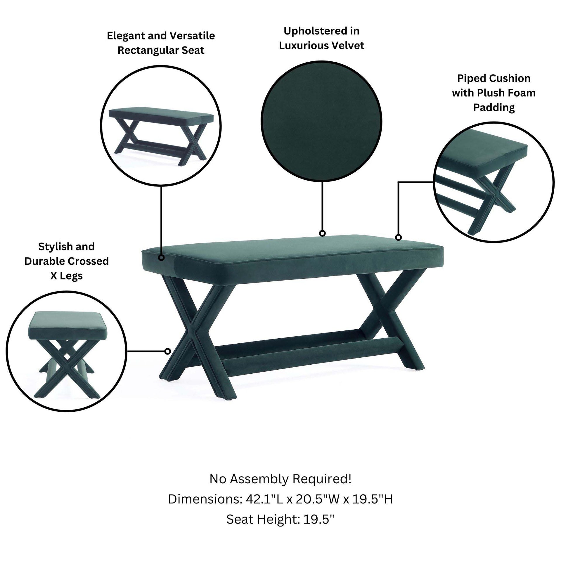 Accent Bench in Forest Green