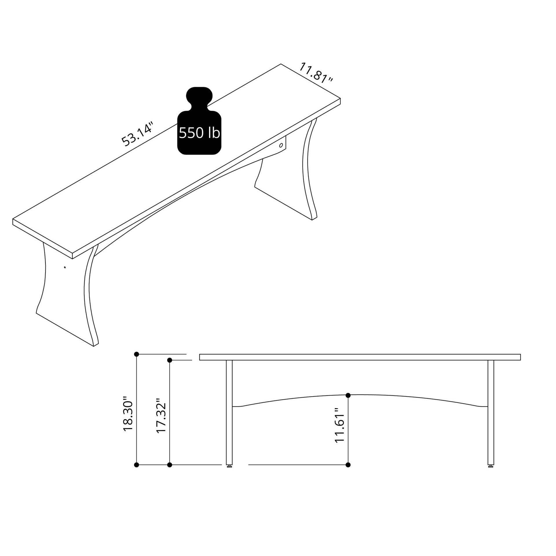 Dining Bench - Set of 2 in White