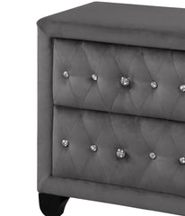 Sophia Modern Style Crystal Tufted 2-Drawer Nightstand Upholstered with Velvet Fabric Made with Wood in Gray same as G150108609 (NJ inventory)