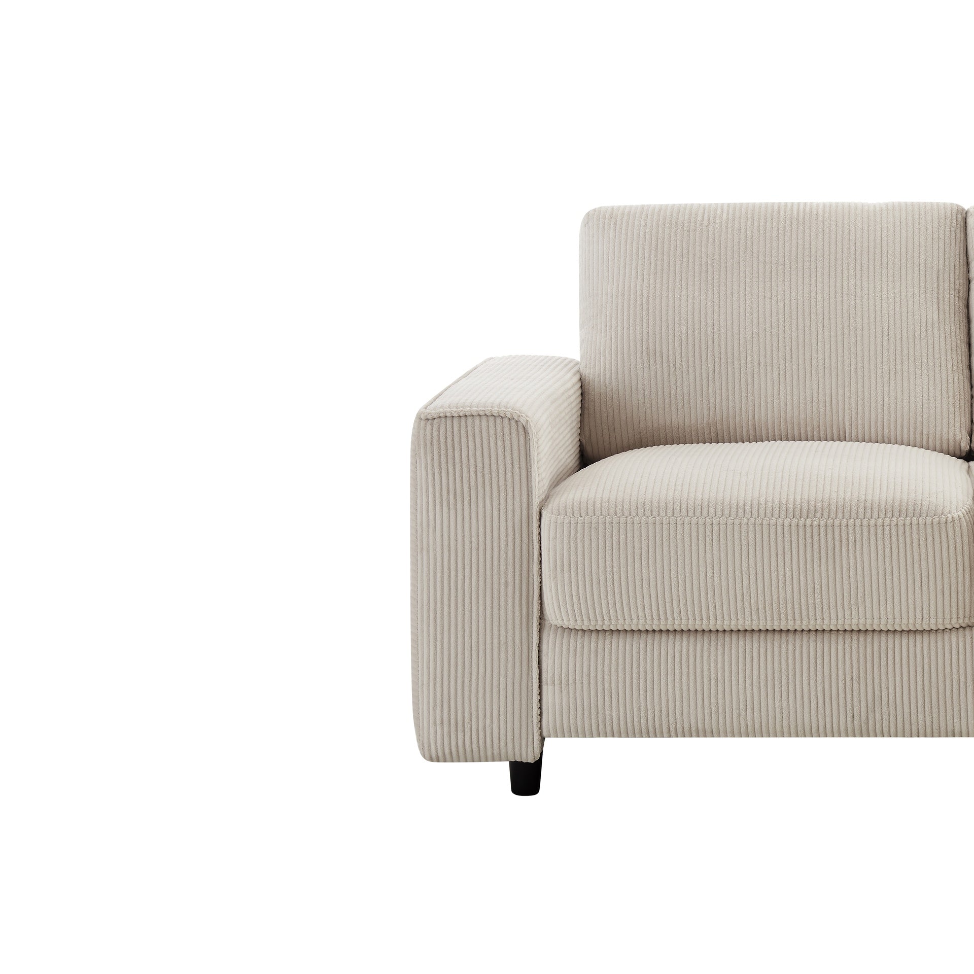Modern Minimalist 2-Seater Corduroy Sofa, Beige, Suitable for Daily Home Use