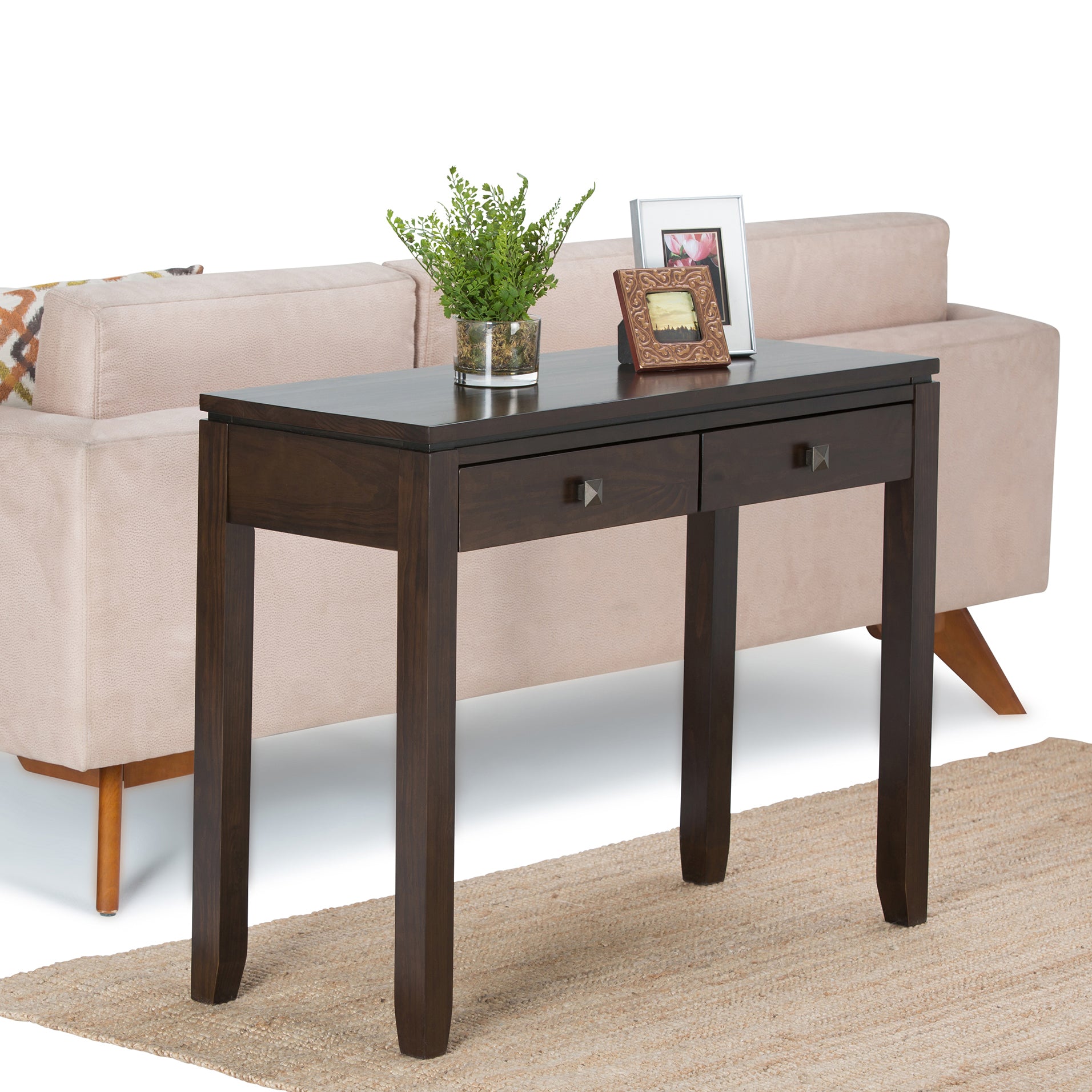 Cosmopolitan 38 inch Wide Solid Wood Console Sofa Table in Mahogany Brown