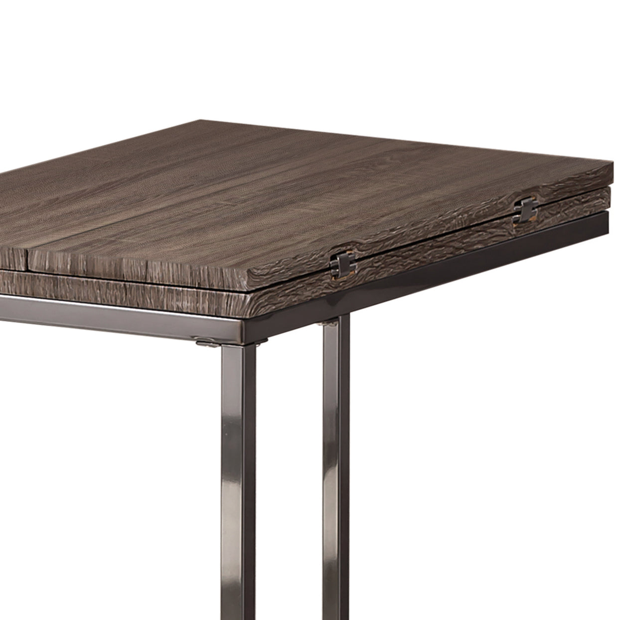 Weathered Grey and Black Snack Table with Expandable Top