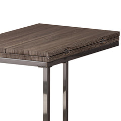 Weathered Grey and Black Snack Table with Expandable Top
