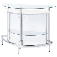 Strick White Freestanding Glass Top Home Bar Wine Cabinet