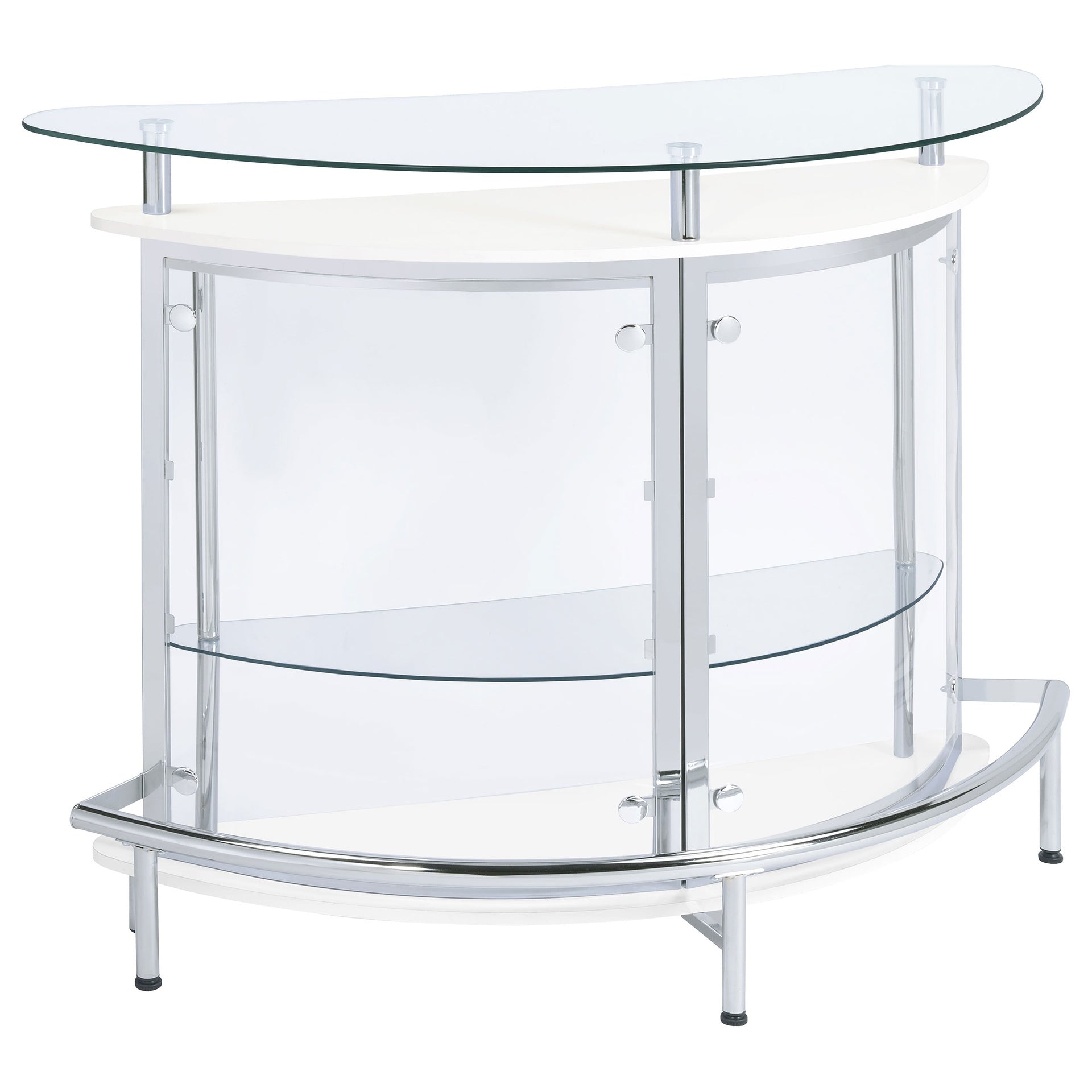 Strick White Freestanding Glass Top Home Bar Wine Cabinet