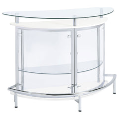 Strick White Freestanding Glass Top Home Bar Wine Cabinet