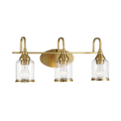 Twilight Brushed Gold Contemporary Vanity Light with Clear Glass, 22"W × 10"H × 7.48"E Dining Room Lighting Fixtures Hanging, Dining Light for Bedroom, Foyer, Hall, Kitchen, Living Room and Entryway