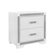 Soulmarie White Nightstand with Cooler and Speaker