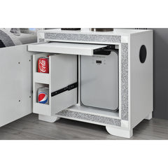 Soulmarie White Nightstand with Cooler and Speaker