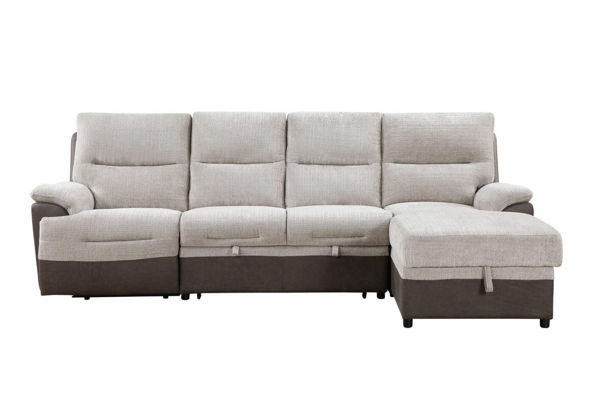 KIA BEIGE/BROWN SECTIONAL WITH PO AND USB