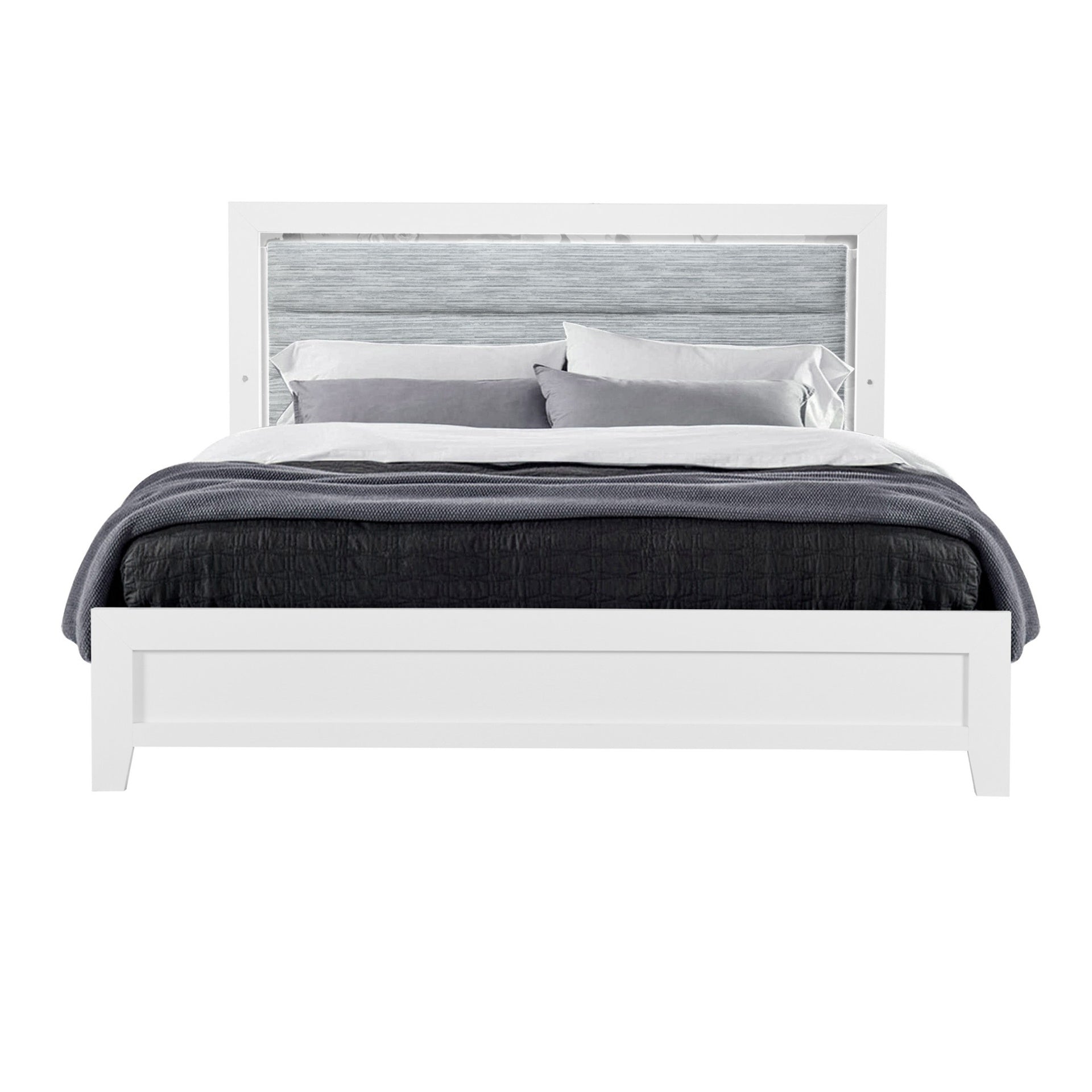 OMODA 5PC WHITE QUEEN BEDROOM SET WITH LED
