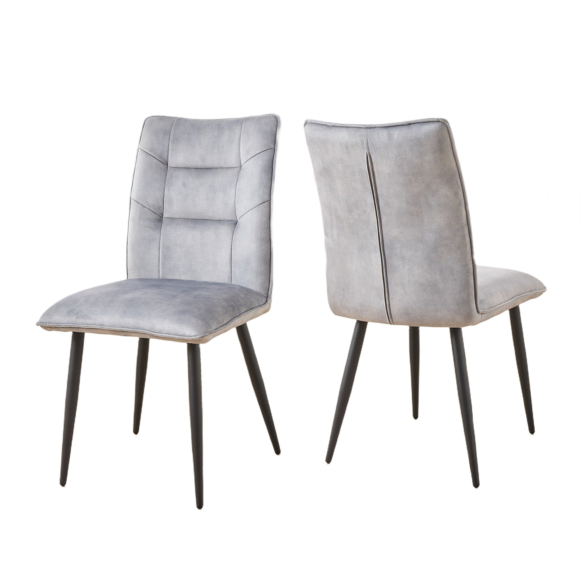Modern Velvet Dining Chairs 2-Piece Set-Soft Cushioned Seats with Iron Frames in Mustard Light Gray