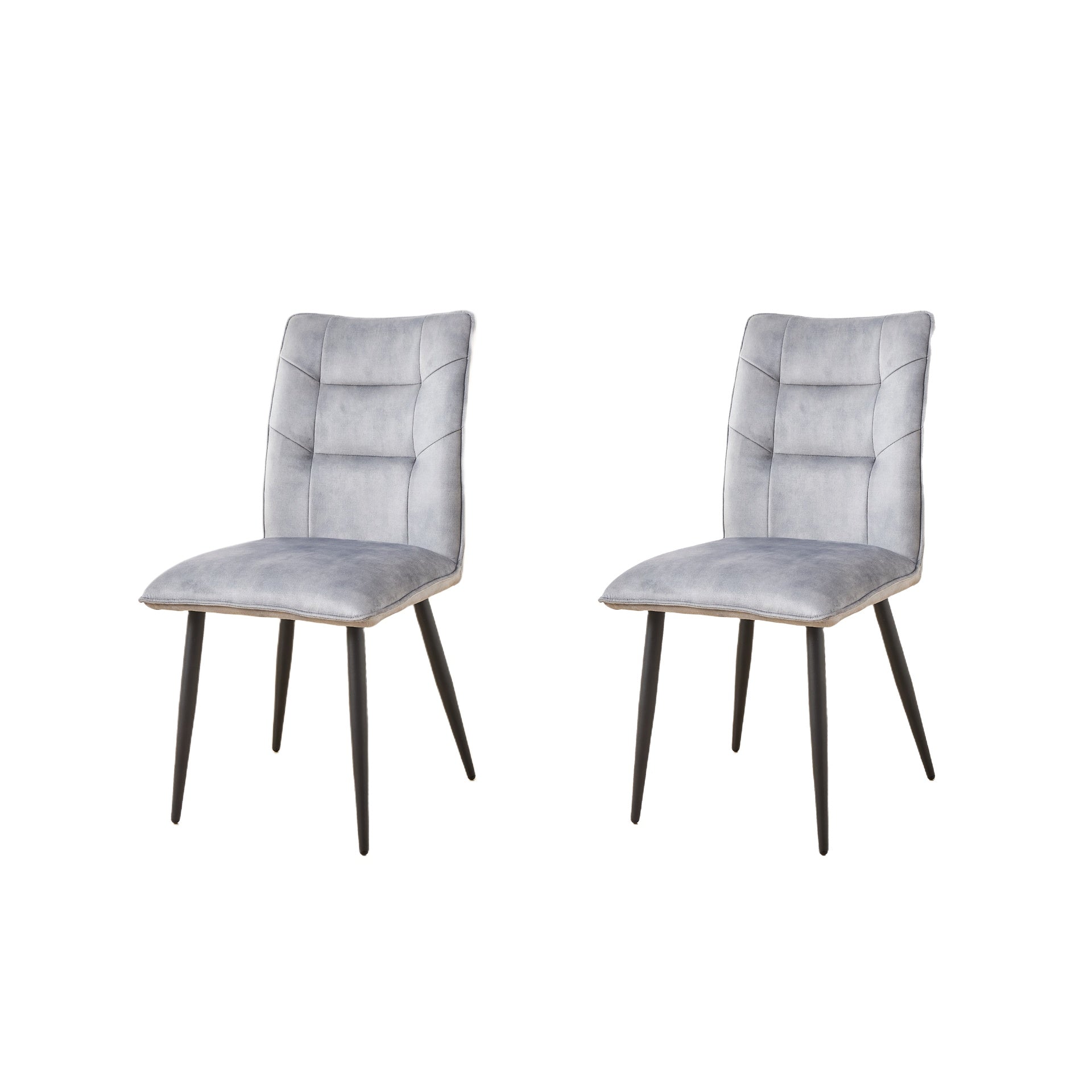 Modern Velvet Dining Chairs 2-Piece Set-Soft Cushioned Seats with Iron Frames in Mustard Light Gray