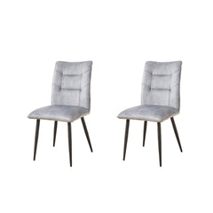 Modern Velvet Dining Chairs 2-Piece Set-Soft Cushioned Seats with Iron Frames in Mustard Light Gray