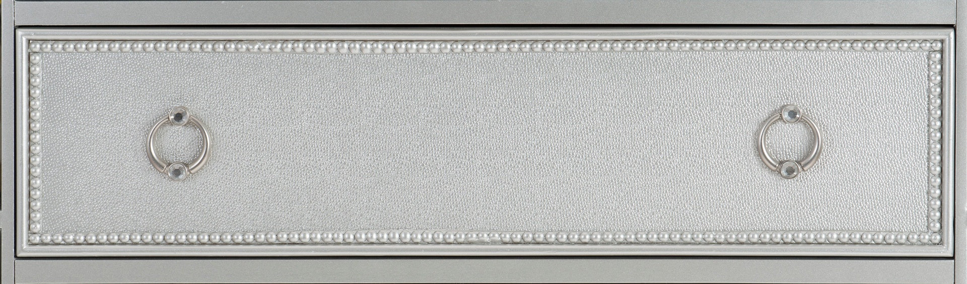 Glamorous Silver Finish Dresser 1pc 7 Drawers Beveled Mirror Trim Modern Bedroom Furniture