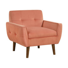 Orange Color Accent Chair Upholstered Velvet Cushion Seat Back Tufted Contemporary Living Room Furniture 1pc