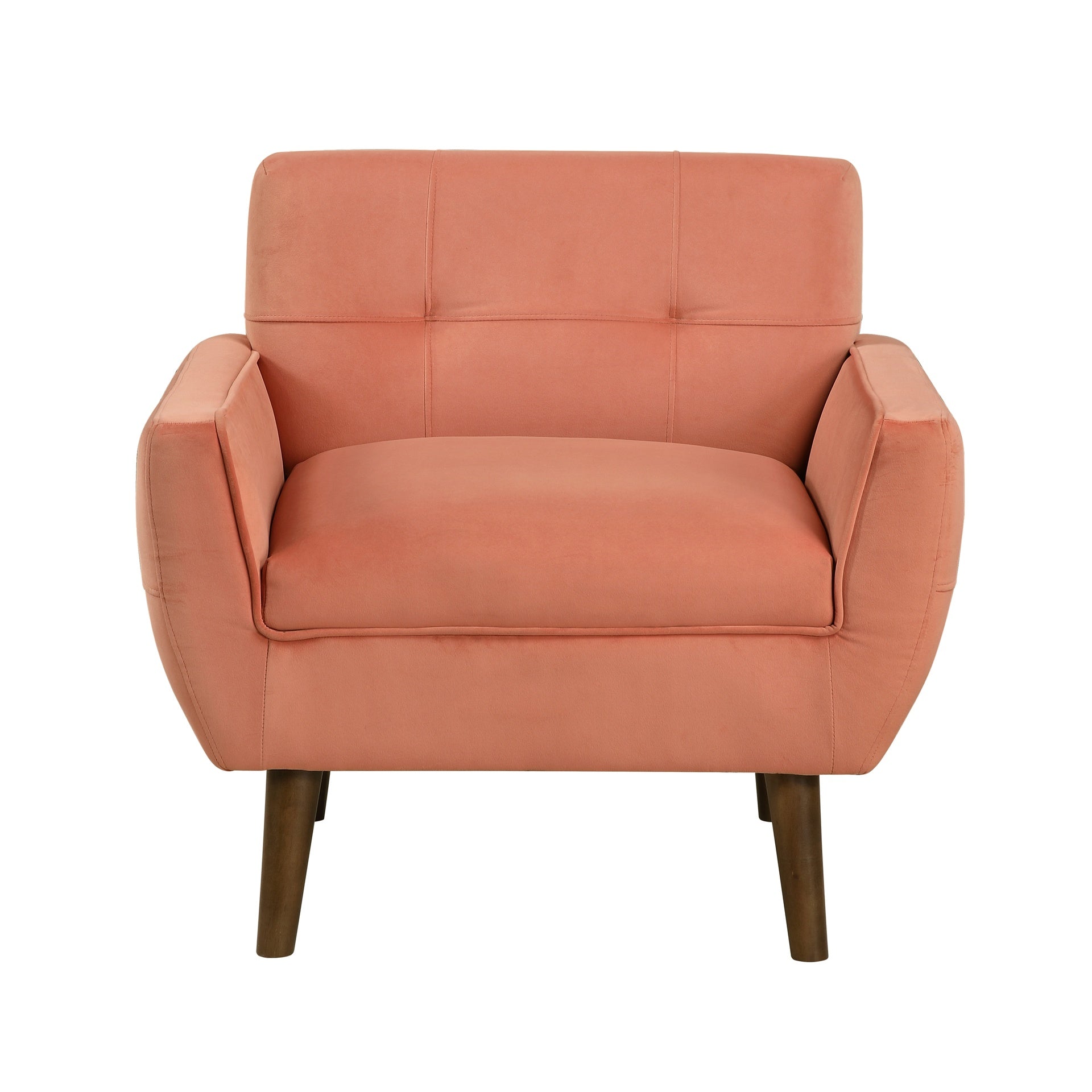 Orange Color Accent Chair Upholstered Velvet Cushion Seat Back Tufted Contemporary Living Room Furniture 1pc