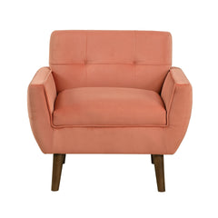 Orange Color Accent Chair Upholstered Velvet Cushion Seat Back Tufted Contemporary Living Room Furniture 1pc