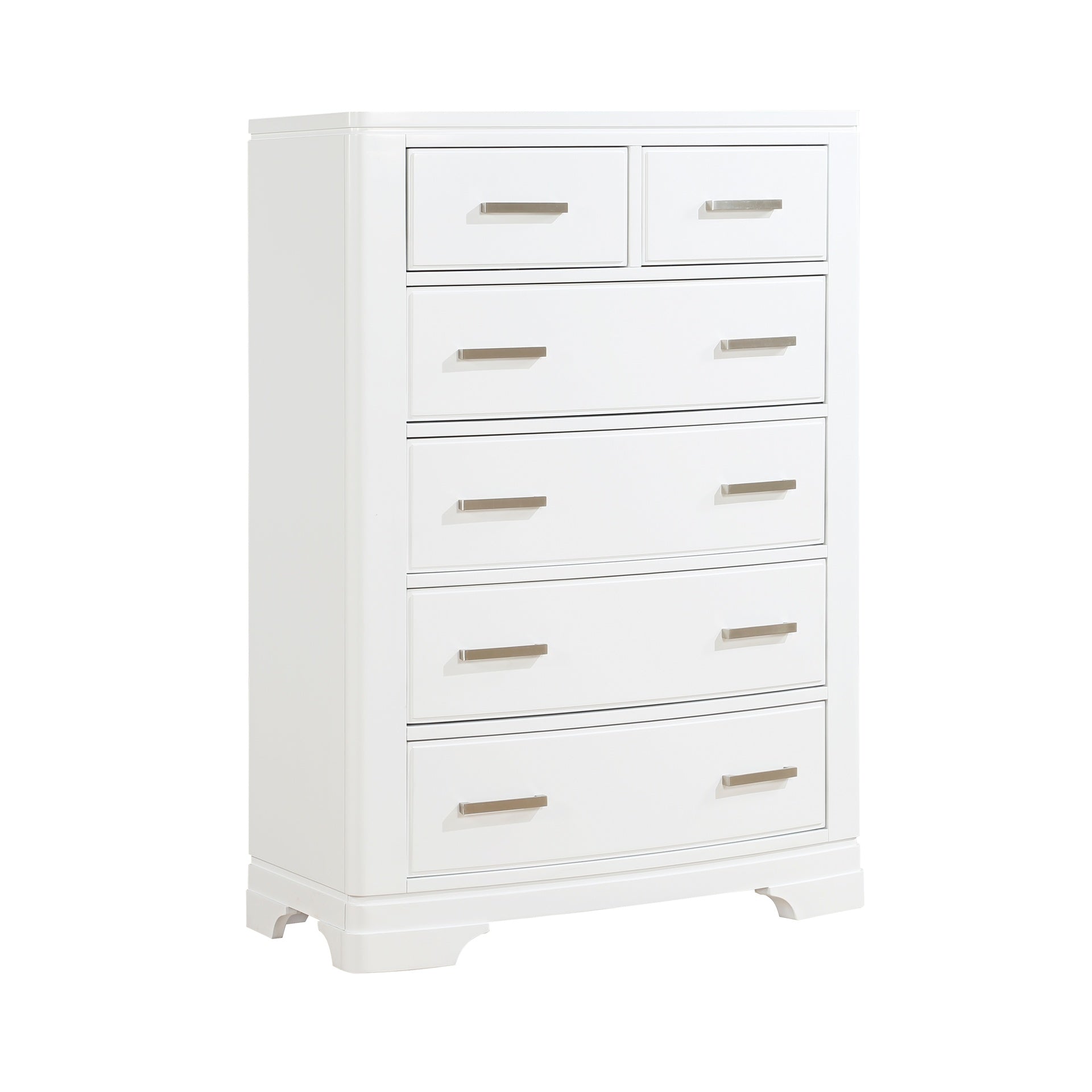 Modern White Finish Storage Chest with 6-Drawers Smooth Glides Transitional Bedroom Furniture 1pc Vertical Dresser