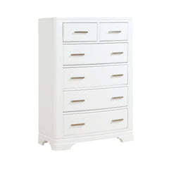 Modern White Finish Storage Chest with 6-Drawers Smooth Glides Transitional Bedroom Furniture 1pc Vertical Dresser