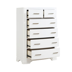 Modern White Finish Storage Chest with 6-Drawers Smooth Glides Transitional Bedroom Furniture 1pc Vertical Dresser