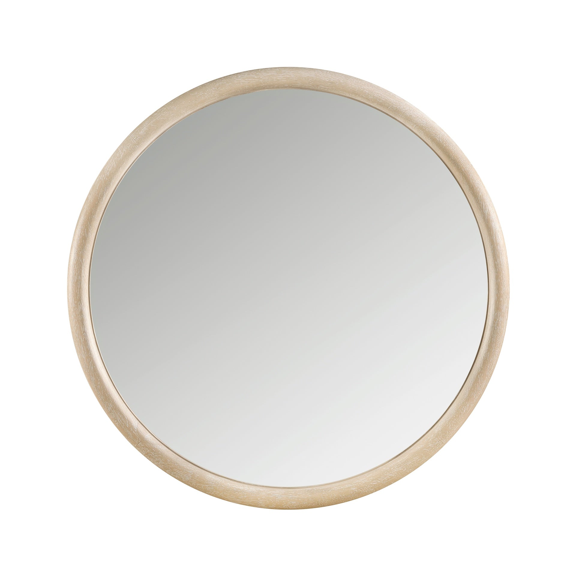 Modern Six Drawers Dresser Mirror Set Light Oak Finish Bedroom Furniture 1pc, Storage Cabinet Round Mirror