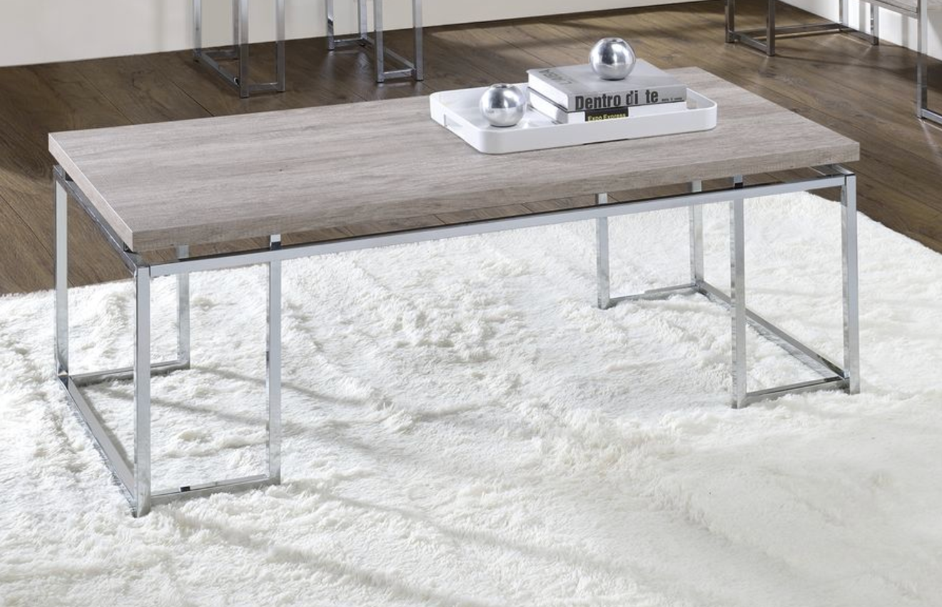 Chafik Natural Oak & Chrome Finish Coffee Table