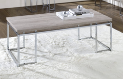 Chafik Natural Oak & Chrome Finish Coffee Table