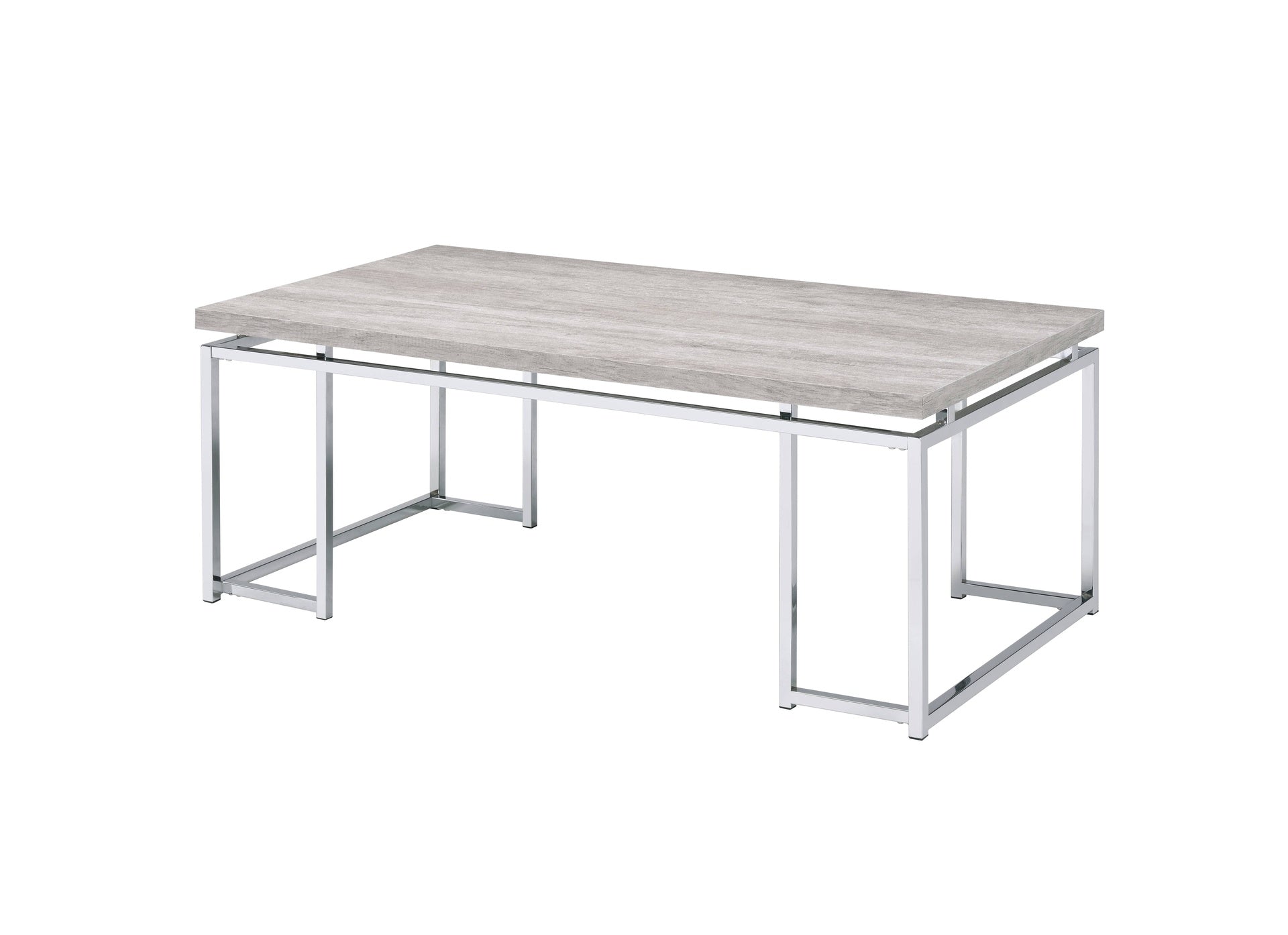 Chafik Natural Oak & Chrome Finish Coffee Table