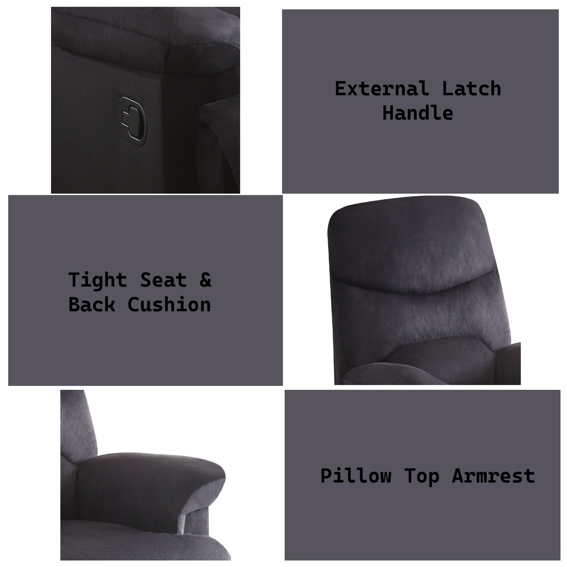 Arcadia Black Woven Fabric Motion Recliner