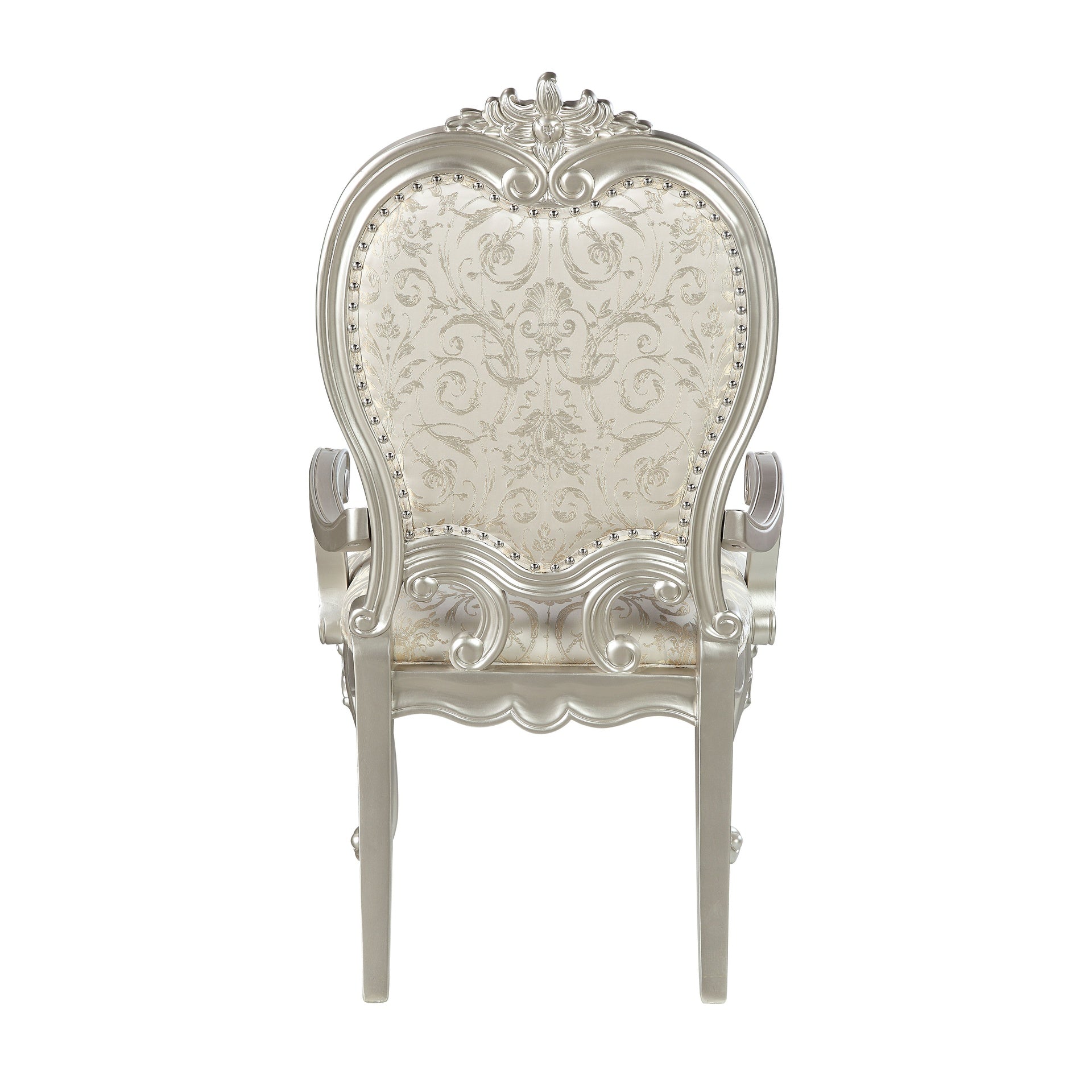 Bently Fabric & Champagne Finish Arm Chair (Set of 2)