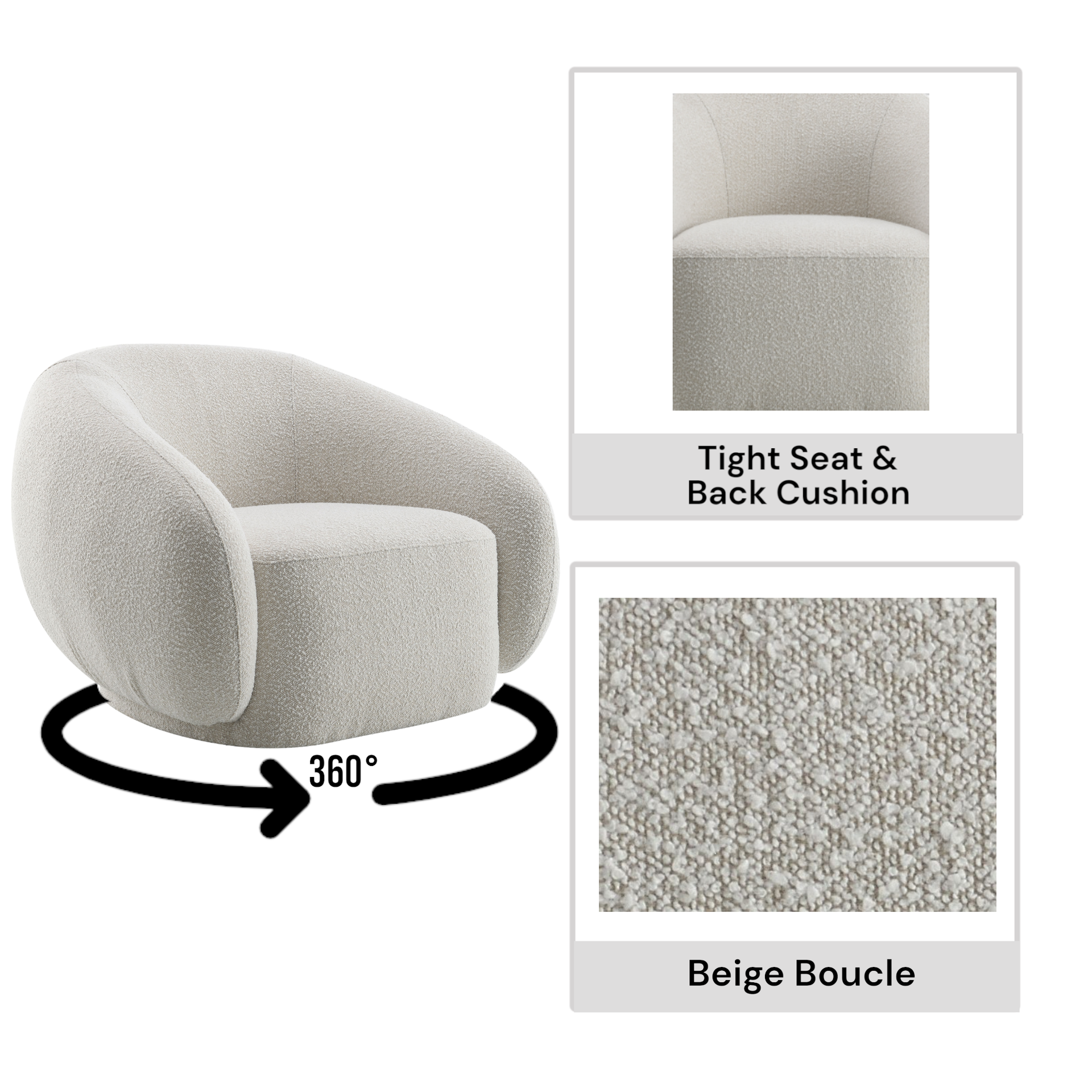 Isabel Beige Boucle Chair W/Swivel