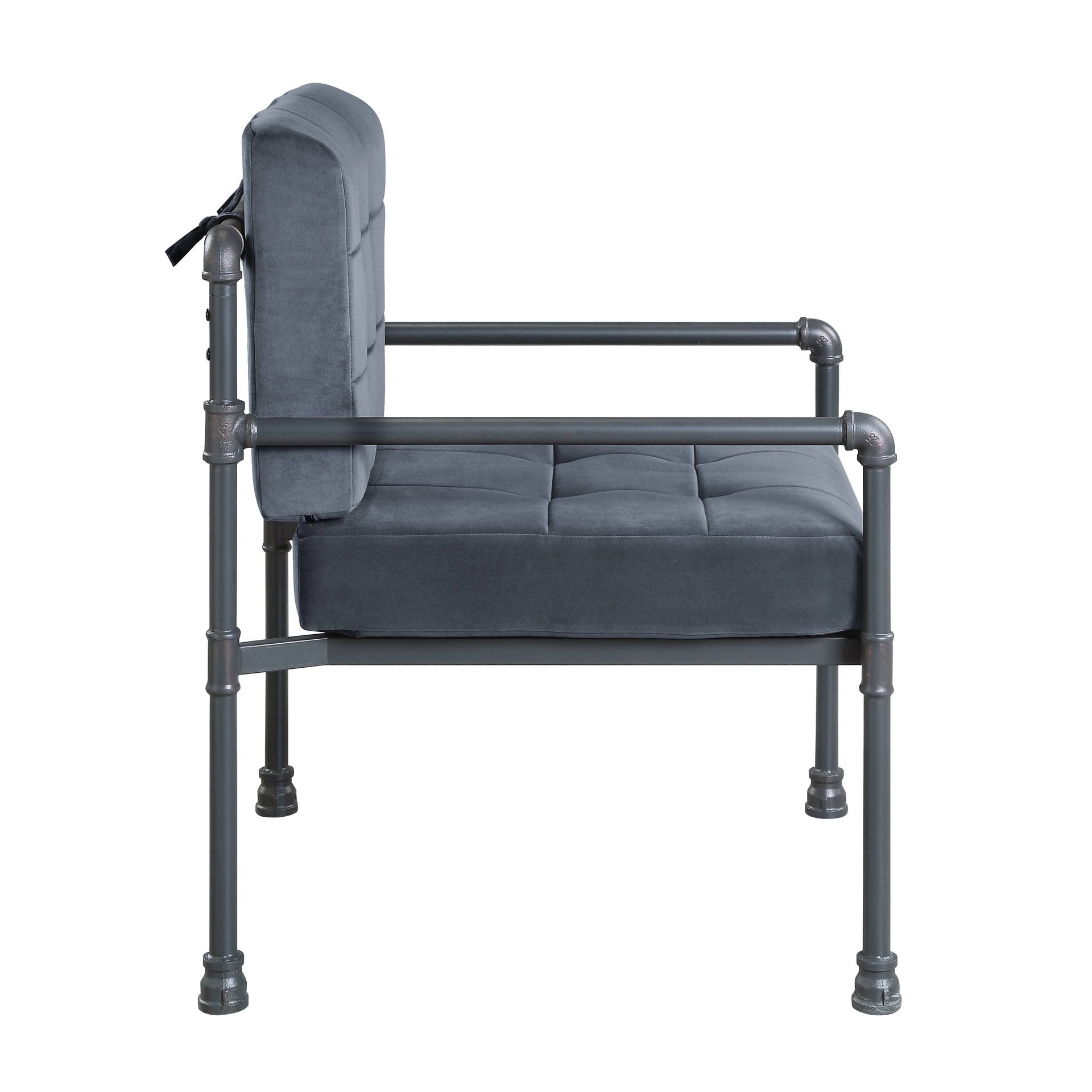 Brantley Gray Velvet & Sandy Gray Finish Accent Chair