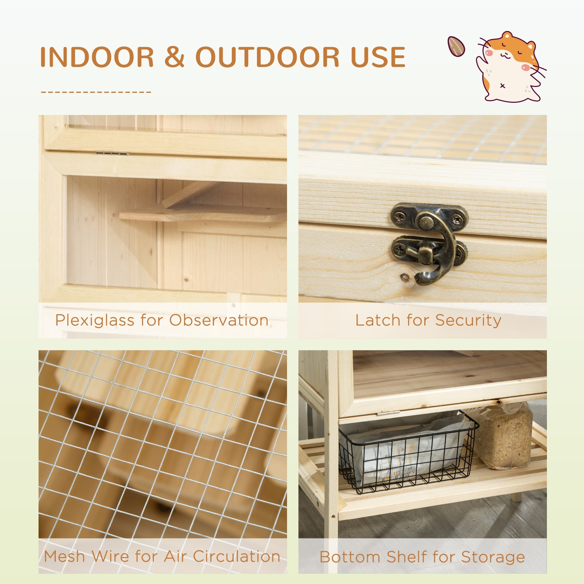 PawHut 5-Tier Wooden Hamster Cage Mice Habitat Rat Habitat with Openable Top, Front Door and Storage Shelf
