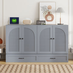 Queen Size Murphy Bed with Large Drawers, Gray