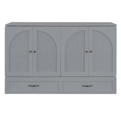 Queen Size Murphy Bed with Large Drawers, Gray