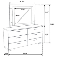 Dulcey White High Gloss 6-drawer Dresser with LED Mirror