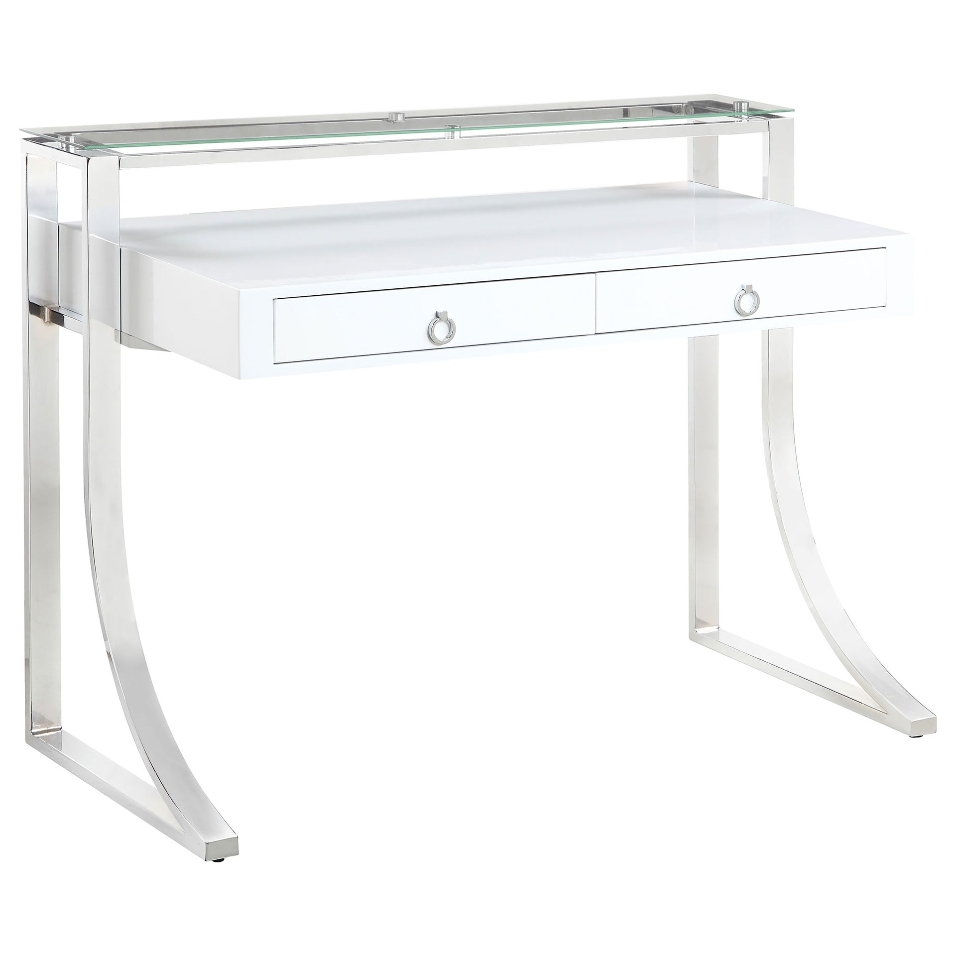 Serrano White High Gloss 2-Drawer Writing Desk