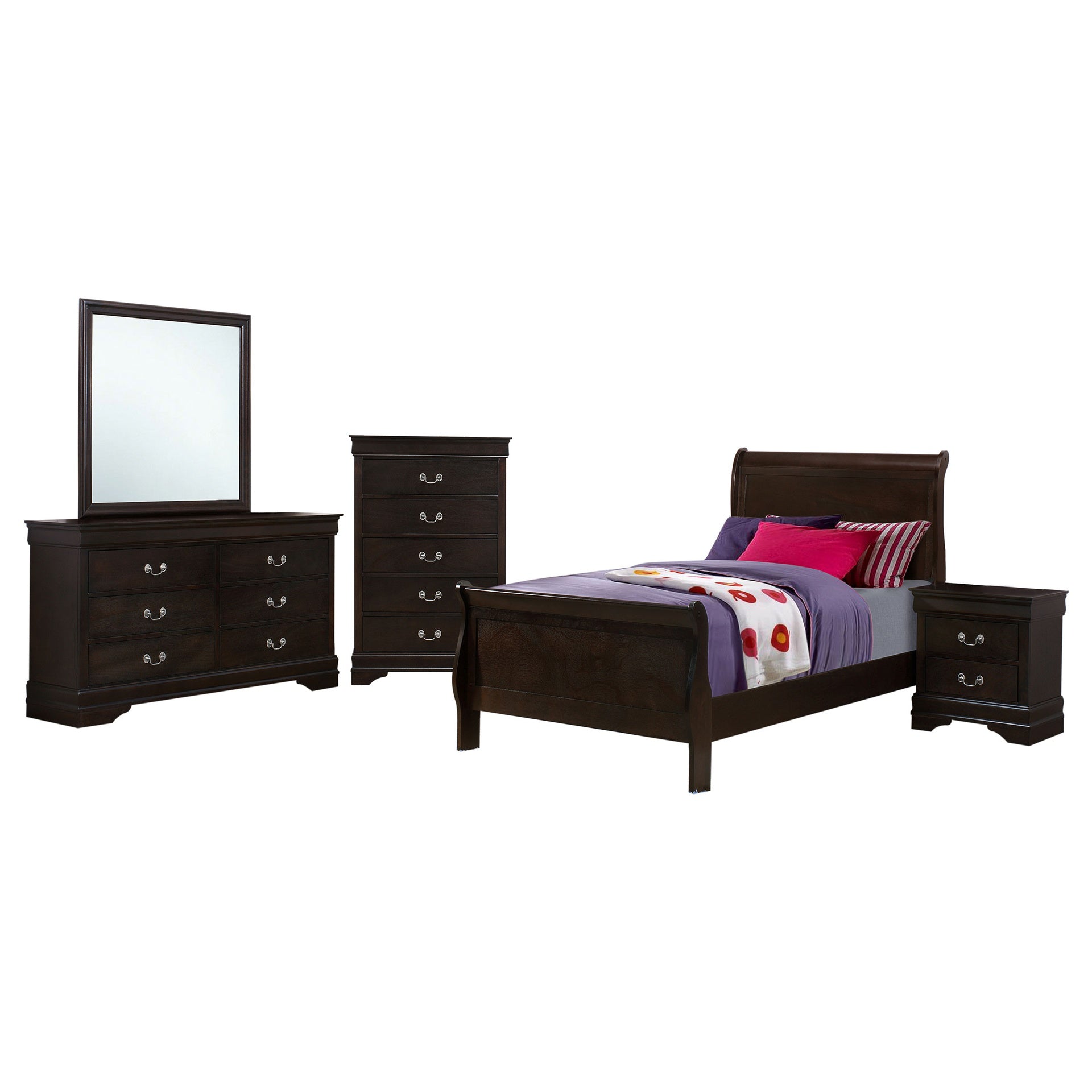Bruno Cappuccino 5-piece Twin Bedroom Set