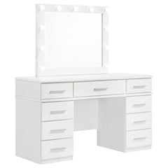 Sarah Glossy White 9-Drawer Vanity Desk