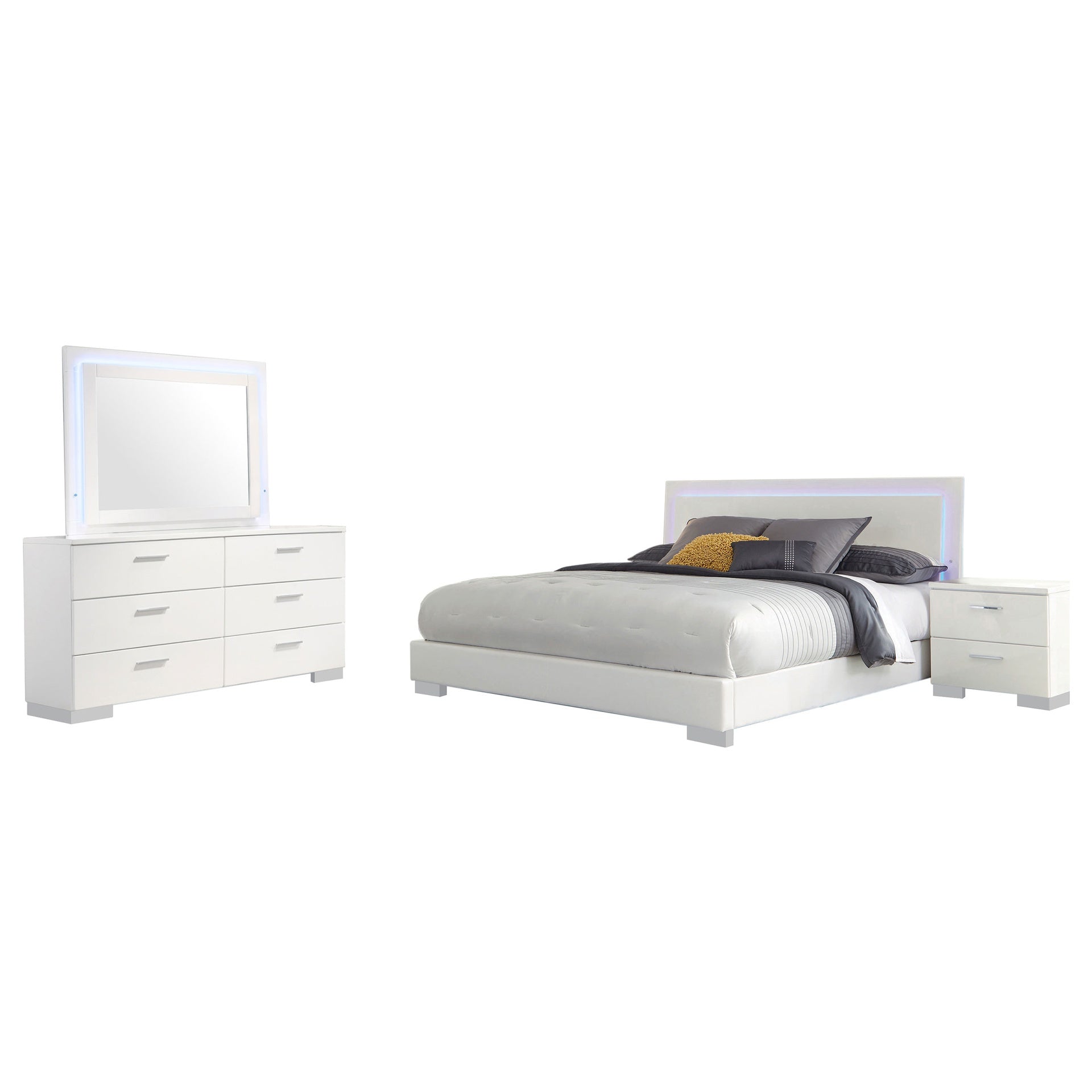 Dulcey White High Gloss 4-piece Queen Bedroom Set