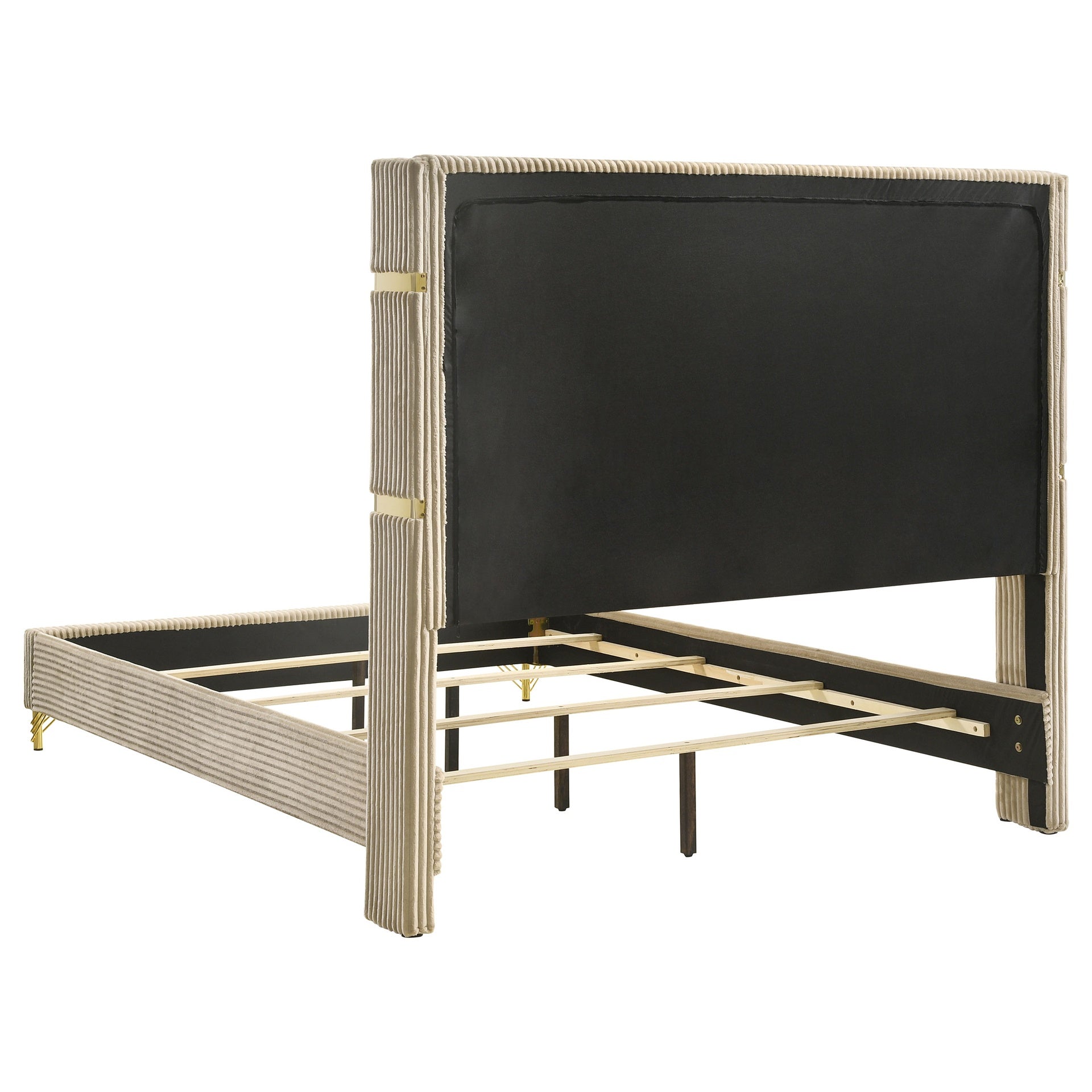 Malcolm Beige Upholstered Eastern King Wingback Bed