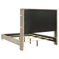 Malcolm Beige Upholstered Eastern King Wingback Bed