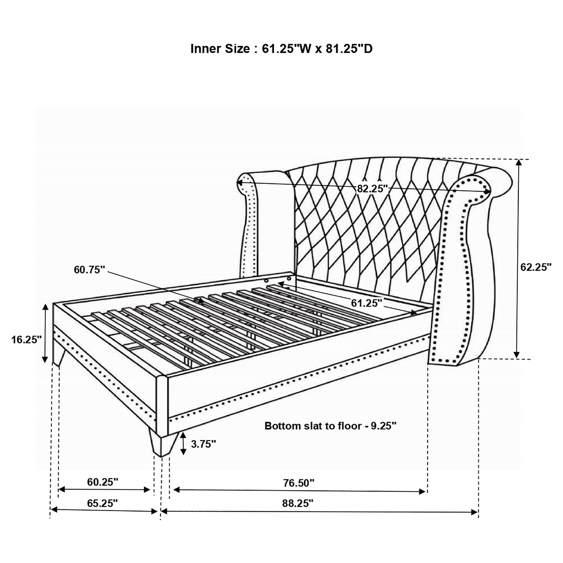 Barzini White Upholstered Queen Wingback Bed