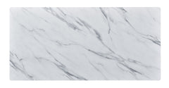 Lorenzo 47"W Coffee Table with Glass White Marble Texture Top and Bent Wood Design