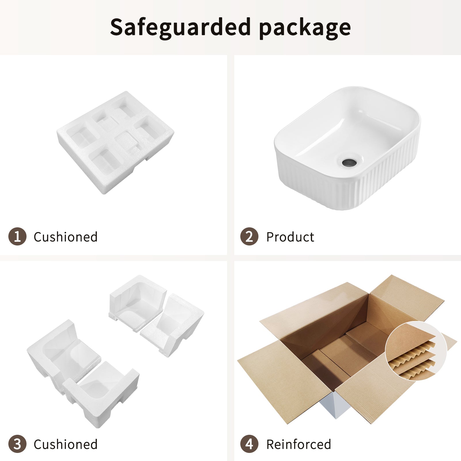 Bathroom Vessel Sink, Rectangle Basin Above Counter White Stone Resin Small Vanity Sink Washing Art Sinks Without Pop-up Drain