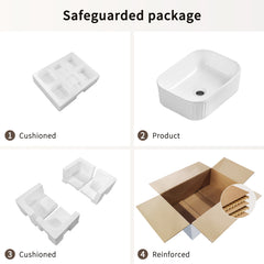 Bathroom Vessel Sink, Rectangle Basin Above Counter White Stone Resin Small Vanity Sink Washing Art Sinks Without Pop-up Drain