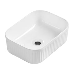 Bathroom Vessel Sink, Rectangle Basin Above Counter White Stone Resin Small Vanity Sink Washing Art Sinks Without Pop-up Drain